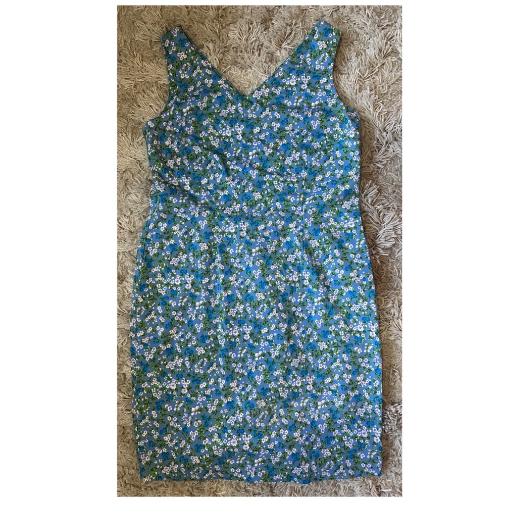 Floral Blue Sleeveless Dress